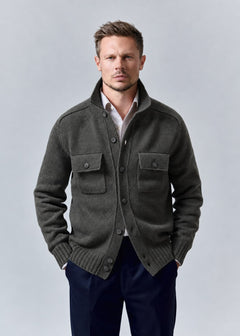 Cardigan Adamo - Laine vert olive